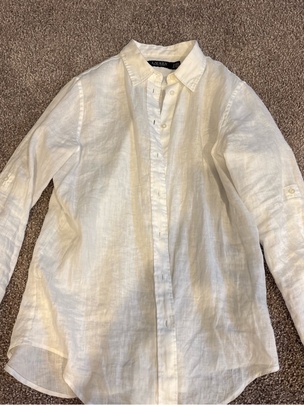 Ralph Lauren Cream Linen Button-Down Shirt